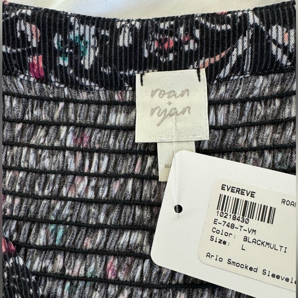New with Tags- Black patterned tank top from Evereve L - Picture 2 of 3